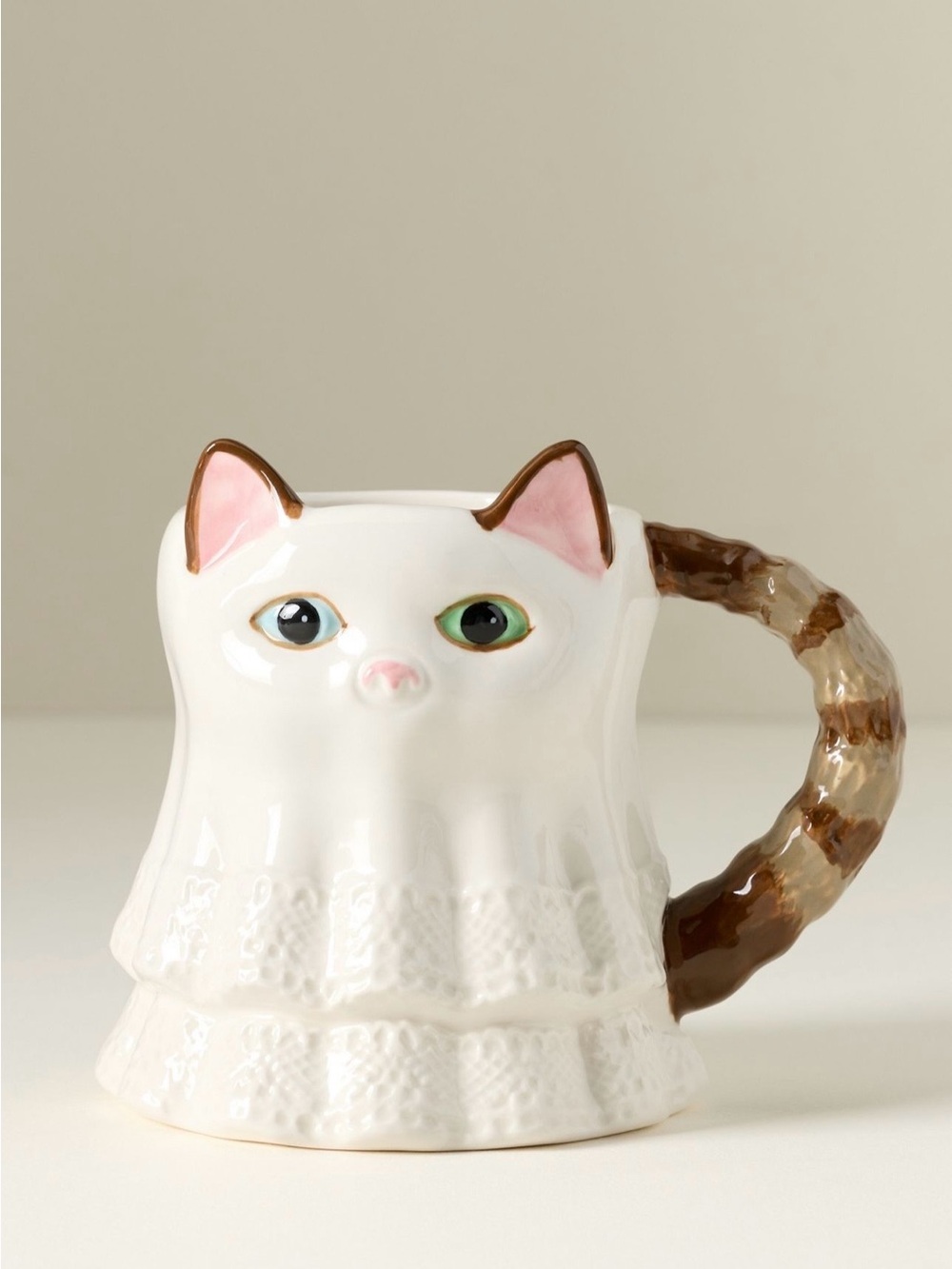 Anthropologie Peluche Halloween Stoneware Cat Mug